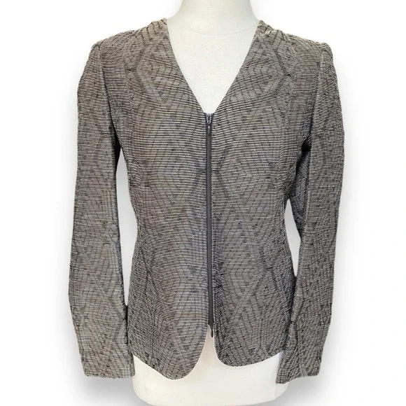 Lafayette 148 Women's Size 6 Blazer Top Metallic Gold Zip Front‎ Jacket Career - Picture 2 of 9